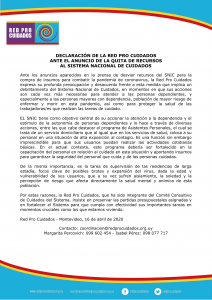 DECLARACIÓN DE LA RED PRO CUIDADOS ANTE EL ANUNCIO DE LA QUITA DE RECURSOS AL SISTEMA NACIONAL DE CUIDADOS-1